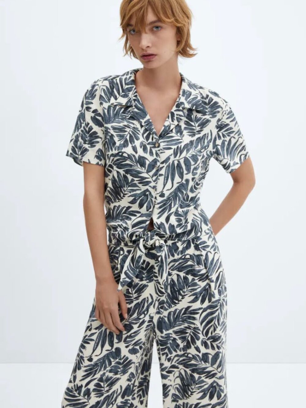 Mango LINEN-BLEND SHORT-SLEEVE SHIRT - NEW without TAG